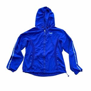 Chic Ladies FILA Sport Running Jacket Royal Lightweight Reflective Vented-Medium
